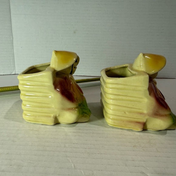 Vintage Shawnee Pottery Asian Couple Planter Set Pair USA 1949 - Picture 4 of 8